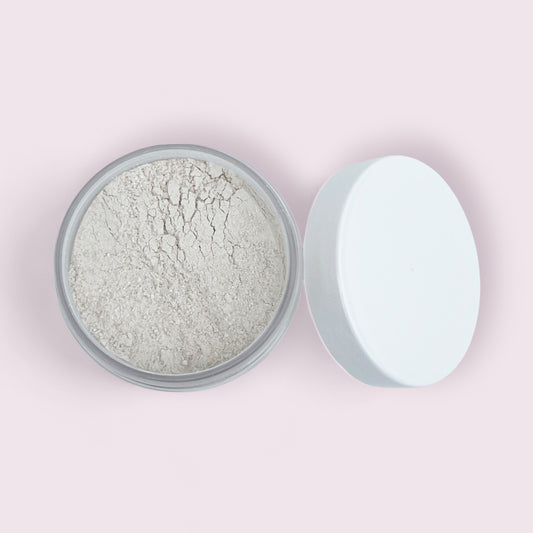 top view of the open jar of the whisper face mask and cleanser to show the texture of the product